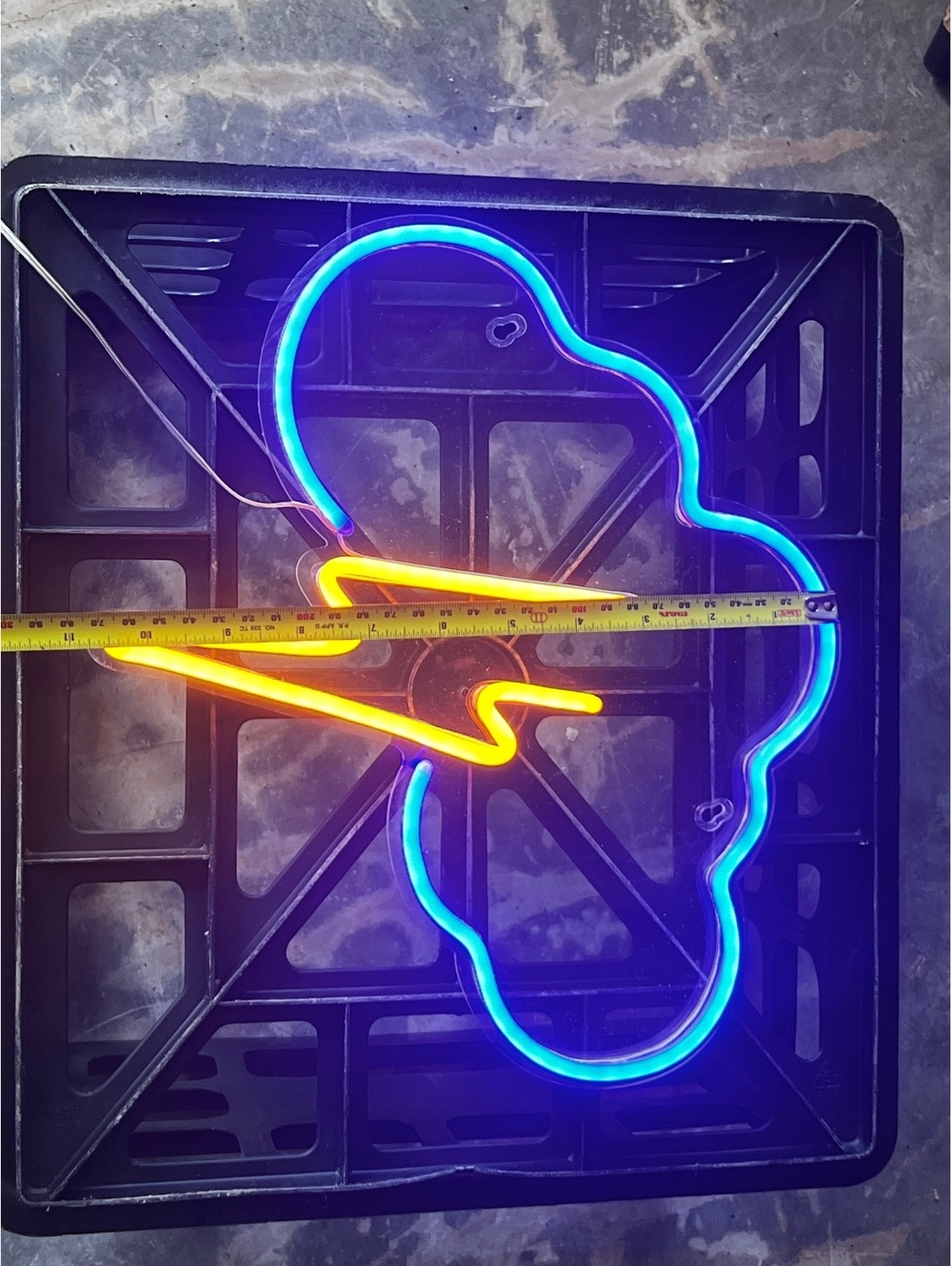 LED Neon Cloud & Lightning Bolt Wall Light Sign – Blue & Yellow Flex Neon